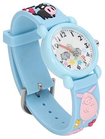 VGEBY Kinder-Uhr-Spielzeug, Wasserdichtes 3D-Karikatur-nettes Schwein-Dekorations-Uhr-Spielzeug mit Klarer Skala für 3 4 5 6 7 8 Jahre Alte Jungen-Hausschule(Blau)