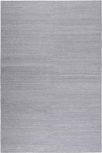 Wecon Home Einfarbiger Esprit Baumwoll-Teppich für Wohnzimmer, Schlafzimmer, Esszimmer, Kinderzimmer und Flur - Rainbow KELIM (160 x 230 cm, grau)