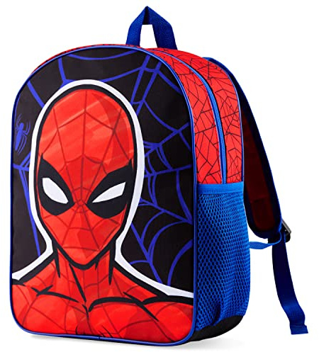 Marvel Spiderman Backpack for Boys Avengers Captain America Iron Man Kids and Toddler Backpack Nursery Pre School Bags for Boys Travel Holiday Avengers Gifts (Blue/Red Spiderman)