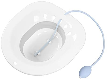 Jiawu Sitz Bath for Toilet Seat, Hemorrhoids, Postpartum Care, Foldable, Plastic, with Flusher