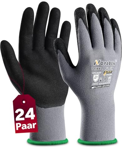 24 par arbetshandskar herr – monteringshandskar med optimalt grepp och fin känsla, oljeresistenta och ventilerande, industriskyddshandskar för mekanik och verkstad, storlek 11/XXL