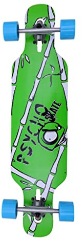 92 cm Full Longboard per Freeride e Freestyle - Tavola in acero canadese - Alberi Drop-Through in alluminio - Ruote di alta qualità - Cuscinetti ABEC-7 - GREEN PSYCH