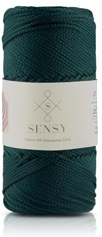 S Sensy - Waldgrün 1.5MM Premium Polypropylen Makramee-Kordel, 150m