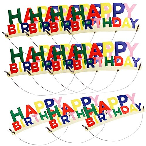 Toyvian Partyhüte Für Kindergeburtstage Dekoratives Papier-stirnband „happy Birthday“ Buchstaben-kuchen-design Lustiges Partygeschenk Für Kinder 20 Stück