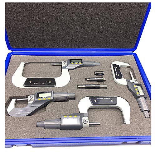 Bügelmessschraube 0-25mm 25-50mm 50-75mm 75-100mm Elektronisches Außendurchmesser 0,001 mm Digital-Mikrometer-Messgerät Micrometer Messwerkzeug (Color : 4pcs Set)