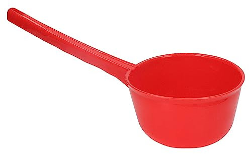 Ausla Mestolo per Acqua Agricolo con Manico Lungo in Plastica Ispessita di Grande capacità per Cucina Bagno Giardino (Rosso)