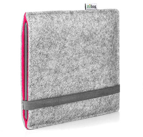 Stilbag eBook Reader Finn für Tolino Vision Color | Farbe: hellgrau/pink | eBook Reader-Tasche aus Filz | eReader Schutzhülle | ebook Reader Tasche Made in Germany