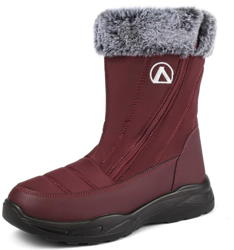 VTASQ Botas de Nieve Mujer Botines de Invierno Calentar Forrada Botas para Hombre Impermeables Antideslizante Exterior Botines Casual Caminar Botas Rojo 41 EU