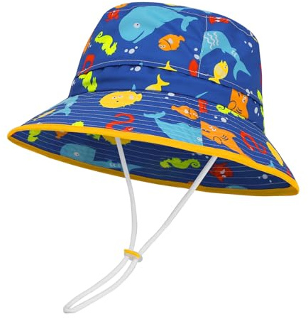 MASOCIO Gorro Niño Niña de Sol Verano Gorra Pescador Proteccion Solar UV UPF 50 Sombrero 3 4 5 6 Exteriores Playa Edad 2-7 Años Azul Marino