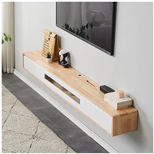 Console per TV sospesa da parete, sotto il supporto per TV, con cassetti e portaoggetti, per soggiorno, camera da letto, sala multimediale