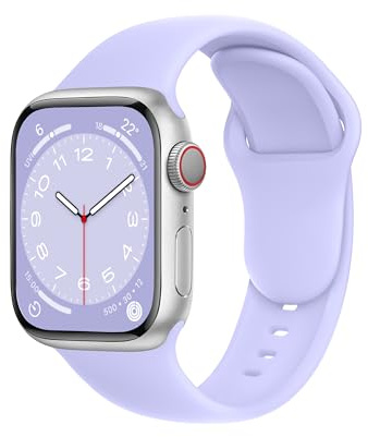ELETTRONEO SBC1 Bracelet Sport pour Apple Watch Band Ultra 3 2 49mm, Series 11 10 46mm, 9 8 7 45mm 41mm, SE 6 5 4 44mm 40mm, 3 2 1 42mm 38mm Femme Homme Silicone, Brouillard violet