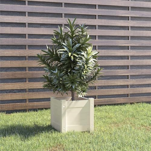 ShGaxin Jardinière de jardin blanche 31 x 31 x 31 cm en bois massif de pin, jardinière, jardinière, jardinière, jardinière, jardinière de balcon, 810524