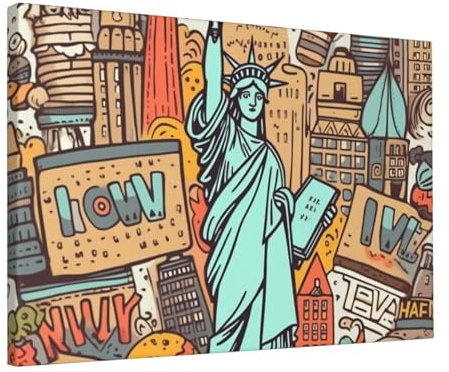LPSRTWE Leinwanddrucke New York, amerikanisches Thema, Wandkunst, HD-Druck, Poster, Wandbehang für Schlafzimmer, Bild, Gemälde für Büro, Kunstwerk, Leinwandbilder für Wohnzimmer, Kunst,