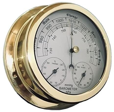 LyzqxHL Glass Barometer,Outdoor Temperature Gauge,Traditional Barometer High-Precision Barometer, 5.6 Aneroid Barometer Weather Station, 3 In 1 Temperature Humidity And Air Pressure