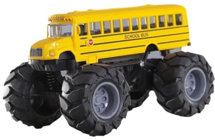 Dickly School Bus Toy Big Wheel Creative Play Vehicles Truck Toy, Pull Back Toy, Diecast Alloy Metal Vehicles Toy, Yellow Bus Toy Monster Truck, Inertia Vehicle Toys for Kids Birthday Gift, Yellow