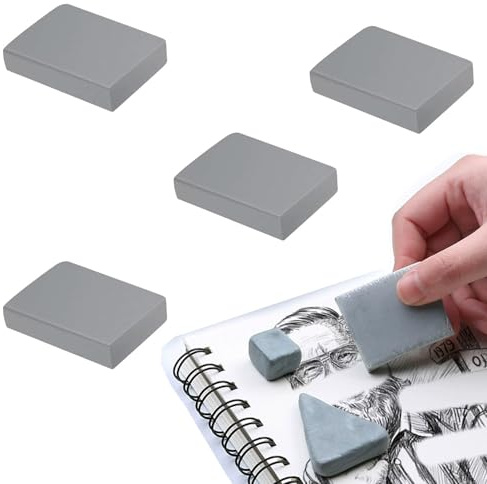 4 Pack Kneaded Eraser, Putty Rubber for Artists, Gey, Kneadable Erasers for Artists Drawing, Sketches