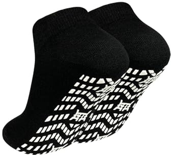 ZAKASA Herren Stoppersocken Sneaker Socken: Rutschfeste Krankenhaus Socken Antirutschsocken Kurze Griffsocken Komfort für Ältere 43-46 Schwarz 1 Paar