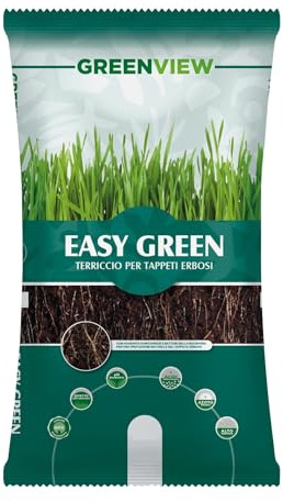 Greenview Terriccio EASY GREEN, substrato di alta qualità per qualsiasi Tappeto Erboso, soffice, drenante, ideale per semina trasemina e rigenerazione (45 Litri)