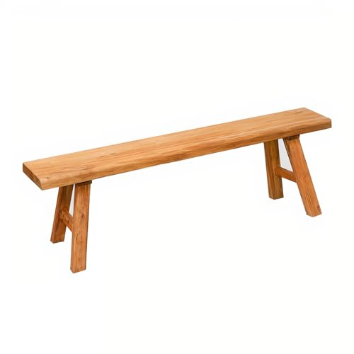 ZPrestiCraftbl 120cm Sitzbank Flur – Landhausstil Massivholz holzbank Esszimmerbank & Bettbank aus extra dickem Hartholz – Ohne Rückenlehne