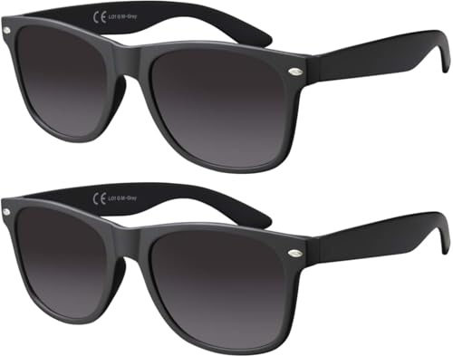 La Optica B.L.M. Herren Sonnenbrille UV400 Damen Sunglasses Men Retro Vintage Sport Outdoor - Party Festival JGA Set Matt Schwarz (Gläser: Verlauf Gradient)