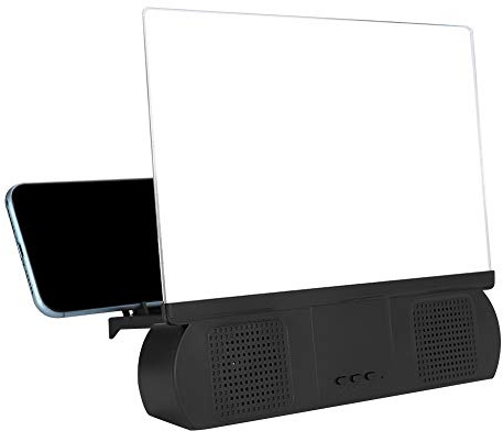 BAFOVY Lupa de Pantalla de 10 Pulgadas con Lente Acrílica, Altavoz y Amplificador de Teléfono Móvil para Películas y Juegos (Black)
