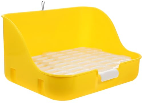 BATHVEVE Bac à Litière Léger et Pratique Portable pour Lapin en Plastique Jaune pour Toilettes Lapin Le Jardin Salon