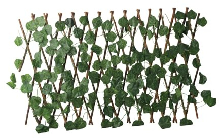 Gettimore Valla de enrejado expansible para jardín, diseño de hojas de hiedra artificial, para uso en interiores y exteriores, color verde