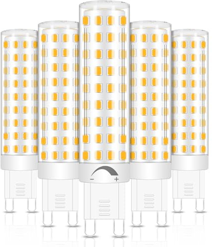 TZHILAN G9 LED 9W dimmbar Ersatz 75‑80W Halogen Warmweiß, 5er-Pack | 360° Abstrahlwinkel, flimmerfrei, AC 220‑240V, für Pendelleuchten