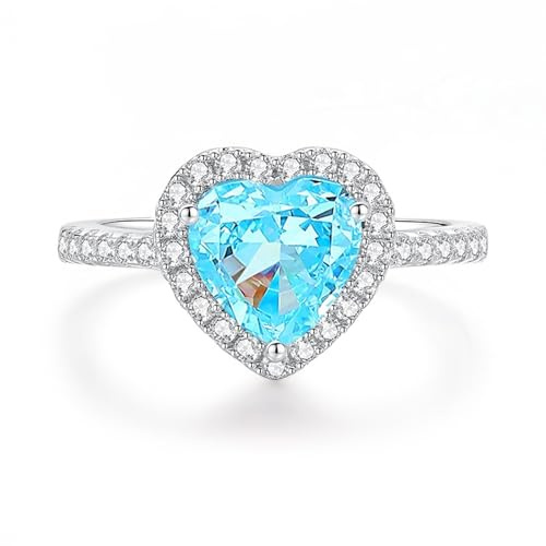 Ayoiow Goldring 585 Damen, 4ct Topas und Moissanit Halo Vorsteckring Weissgold 585, 14 Karat Weißgold Größe 49 (15.6)