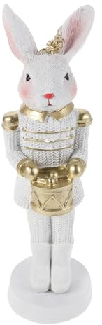 Veemoon Schiaccianoci Coniglietto Pasquale in Resina 17 Cm – Statuina Decorativa a Tema Primavera Design Soldatino – Centrotavola e Bomboniera per Festa di Pasqua