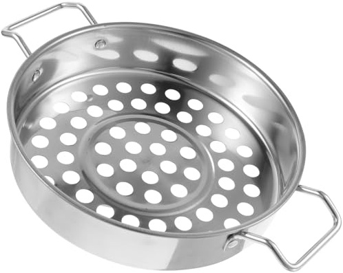 TOYANDONA Colador de Acero Inoxidable Orificios Grandes, Cucharón de Mano Doble Asa y Fondo Plano, Filtro para Cocinar Camarones y Alimentos, Utensilio de Cocina Resistente y Práctico