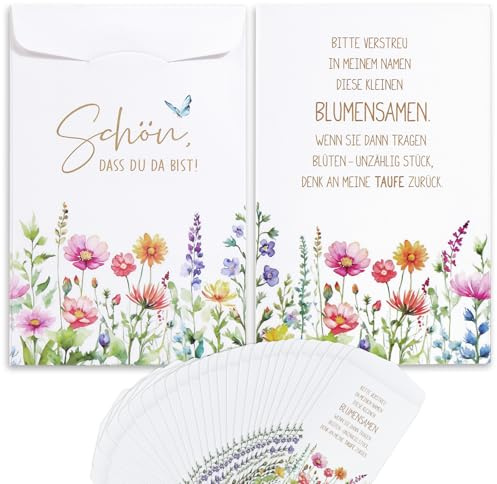 COMOOKA Gastgeschenk Taufe 50 Stück Samentütchen Taufe Geschenke für Gäste Mini Papiertüten Taufgeschenke Tüten Klein Geschenktüten Mini Deko Tischdeko