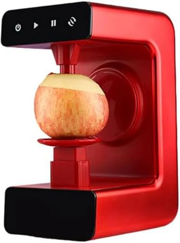 Pelador rotativo eléctrico, pelador automático de frutas y verduras, peladora multifuncional con cuchillas de acero inoxidable, apagado automático, diseño desmontable, for la cocina.(Red)