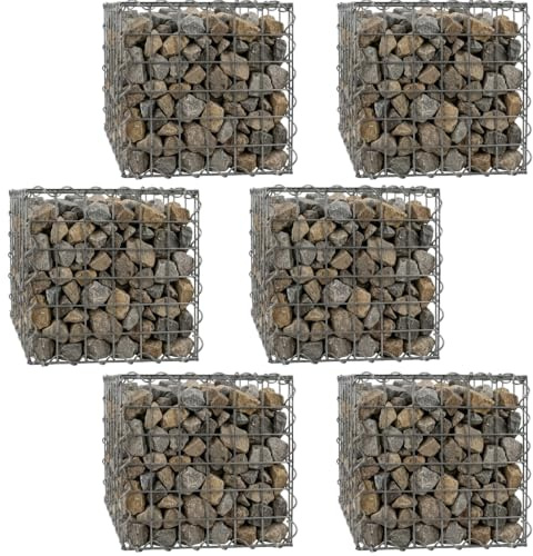 Woodside Gabion Basket Garden Mesh Wire Cage Pack of 6 30 x 30 x 30cm Heavy Duty Galvanised Steel Stone Baskets for Garden Walls, Raised Beds, Seating Areas, Landscaping & Outdoor Projects