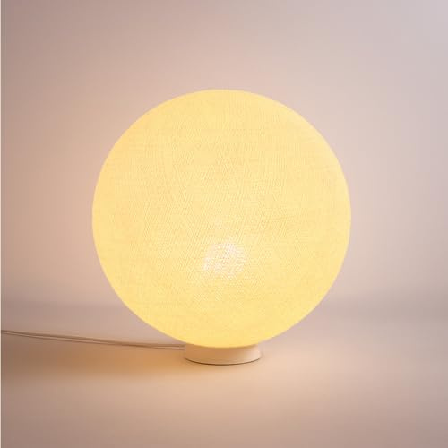 CREATIVECOTTON LED handgearbeitete Bodenleuchte mit Lampenschirm aus Baumwolle (Creme, 35cm)
