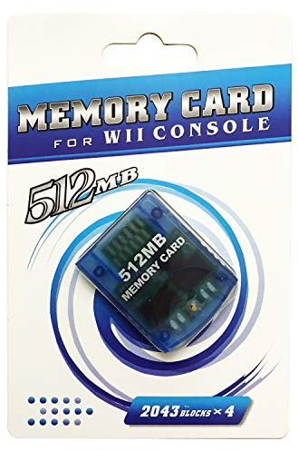 Areme Carte mémoire pour Nintendo Wii Gamecube GC Console 512MB Bleu Transparent