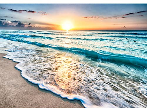 Runa Art Fototapete Strand Meer Sonnenuntergang Modern Vlies Wohnzimmer Schlafzimmer - Made in Germany - 308 x 220 cm Orage Blau 9467010a