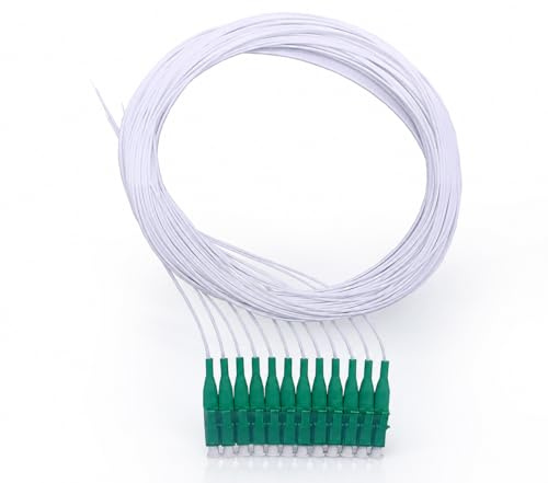 Elfcam® - LWL Pigtail Set Singlemode OS2 mit Steckertyp LC/APC, Besteht aus 12 Einzelnen Glasfaser-Pigtails, Weiß