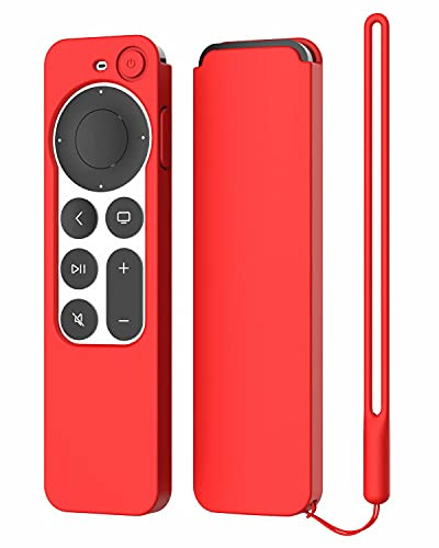 ARSUNOVO Protective Silicone Case Compatible with 2021 2022 Apple TV Siri 4K (2nd & 3nd Generation) Remote,Anti-Slipping Durable Full Protection, Shock Absorption Washable Case (Red)