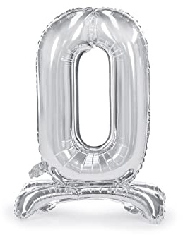Folienballon Zahl 0 Silber stehend 70 cm Luftbefüllung