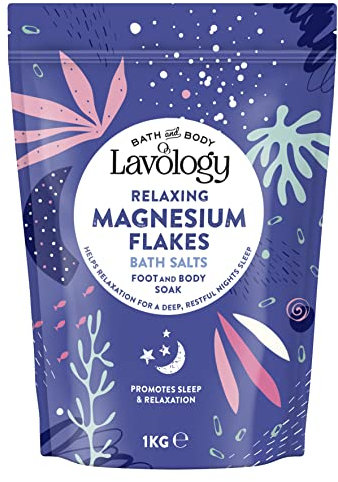 Lavology Flocons de magnésium - Tous les ingrédients naturels - Sels de bain apaisants et relaxants - 1kg