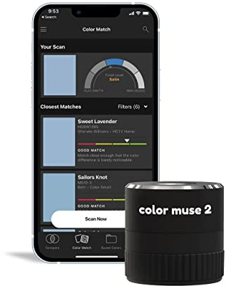 COLOR MUSE 2 Colorimeter Paint Colour Matching Tool, Digital Values Sensor & Reader for Precise and Accurate Paint Colour Matching - Perfect for Professional Painters, Designers, and Artists