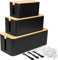 SENENQU Lot 3 Boîte Cache Câble Noir, Grand Boîte de Rangement Câbles Electriques avec Bois Couvercle, Boite Cache Prise Multiprise pour Protection de Câble et Prise Electriques