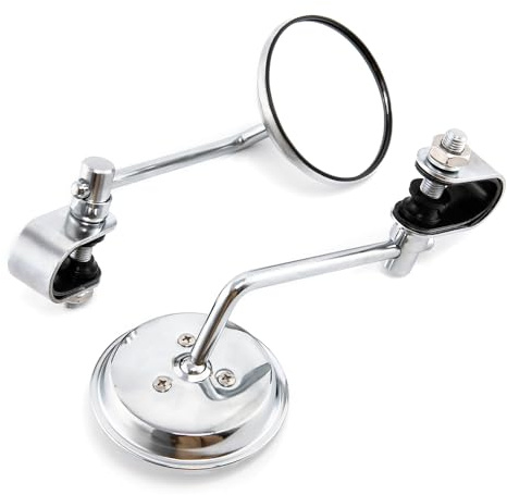 Motorcykel sidospår spegel 22-25mm motorcykel handtag backspegel med rund konvex yta (silver)