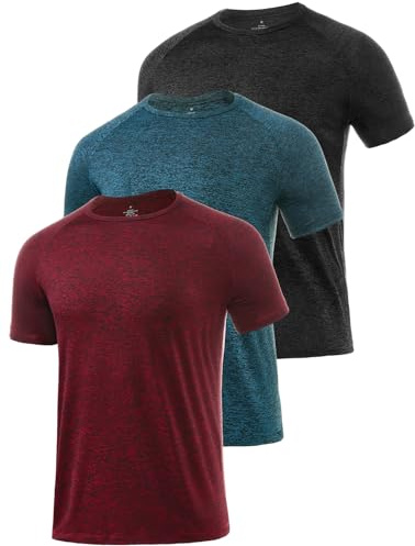 Star Vibe 3er Pack Sportshirt Set Für Herren T-Shirts Atmungsaktive Fitness Tshirt Gym Funktionsshirt Kurzarm Black/Navy/Wine Red M