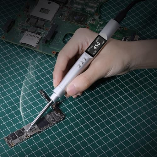 PTS200 Smart Soldering Iron, USB TypeC Adjustable Digital Station with T12 TS101 Compatibility and Open Source Programming(Silver)