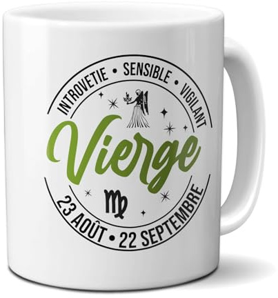 DECOHO Tazza con segno zodiacale Vergine, 33 cl, in ceramica, stampata in Francia