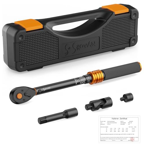 Drehmomentschlüssel 3/8 Zoll, 72 Zähne Wende Ratschenkopf, 5-60 Nm Torque Wrench Set für Fahrrad, Motorrad und Auto Zündkerzen Wechsel, mit 3/8 auf 1/4 Adapter, 3/8 Universalgelenk, 75mm Verlängeru