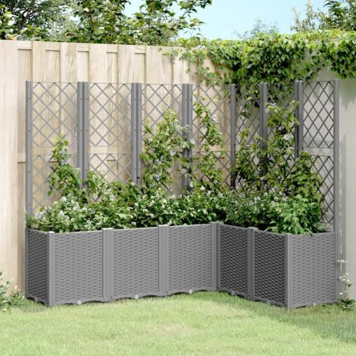 qohoio Jardinera con Enrejado PP Gris Claro 160x120x140 cm Jardinera con celosia Jardinera con Enrejado jardineras
