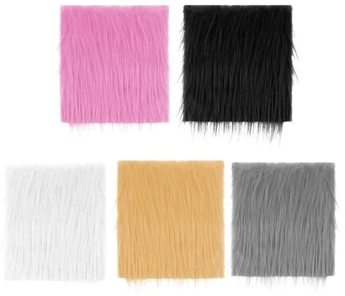 5 Stück Kunstfellkissen, Fellstoff, Plüschstuhlkissen, Felltischdecken, Dekorative Fellkissen, Bastelfellkissen